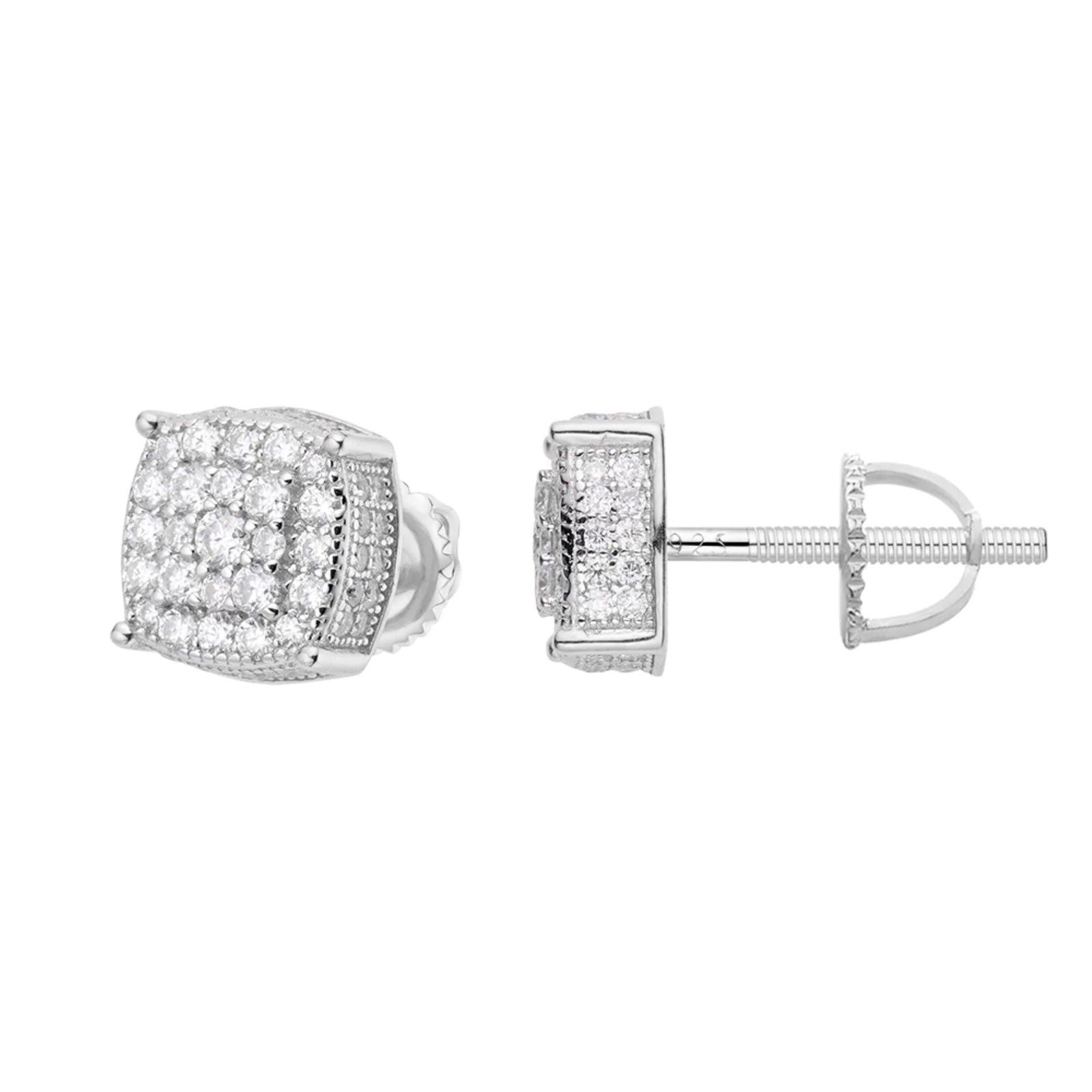 14k White Gold Finish Earrings Moissanite Sterling Silver Studs - Master of Bling